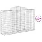 vidaXL Arched Gabion Baskets 20 pcs 200x50x120/140 cm Galvanised Iron