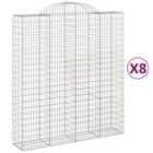 vidaXL Arched Gabion Baskets 8 pcs 200x50x220/240 cm Galvanised Iron