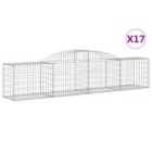 vidaXL Arched Gabion Baskets 17 pcs 300x50x60/80 cm Galvanised Iron