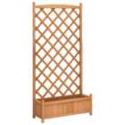 vidaXL Planter w/ Trellis - Brown Solid Fir Wood