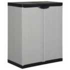 vidaXL Garden Storage Cabinet w/ 1 Shelf Grey and Black 68x40x85cm