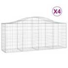 vidaXL Arched Gabion Baskets 4 pcs 200x50x80/100 cm Galvanised Iron