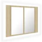 vidaXL LED Bathroom Mirror Cabinet Sonoma Oak 60x12x45 cm Acrylic