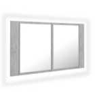 vidaXL LED Bathroom Mirror Cabinet Concrete Grey 80x12x45 cm Acrylic