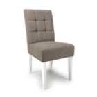 2 X Moseley Flax Effect Light Brown Dining Chairs In White Legs