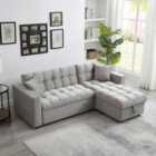 Luxury Life Madrid Velvet 3 Seater Pullout Sofa Bed In Grey With Storage Compartment