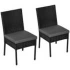 Outsunny 2 Pcs Rattan Garden Chairs W/ Cushion - Black