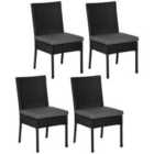 Outsunny 4Pc Rattan Garden Chairs W/ Cushion - Black