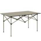 Outsunny Portable Camping Table W/ Roll Up Top - Khaki