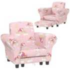 Aiyaplay 2 Piece Kids Sofa Set W/ Unicorn Design - Pink