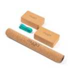 Cork Yoga Mat; Pair Of Cork Blocks Strap Turquoise