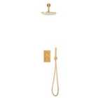 Scudo Core Collection Brushed Brass Round Handle, Handset & Mounting Bracket