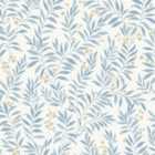 Grandeco Sage Trail Foliage And Flowers Textured Wallpaper, China Blue