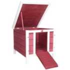 PawHut Wooden Rabbit Hutch - Red