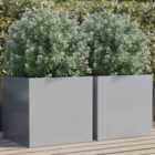 vidaXL Planters 2 Pcs Silver 49X47X46cm Galvanised Steel
