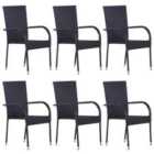 vidaXL Stackable Outdoor Chairs 6 pcs Poly Rattan Black