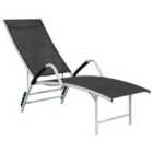 vidaXL Sun Lounger Textilene and Aluminium Black