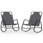 vidaXL Rocking Sun Loungers 2 pcs Grey Steel and Textilene
