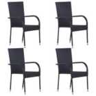 vidaXL Stackable Outdoor Chairs 4 pcs Poly Rattan Black