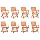 vidaXL Folding Garden Chairs 8 pcs Solid Eucalyptus Wood