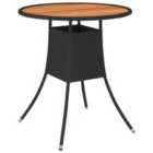 vidaXL Garden Dining Table Black 70 cm Poly Rattan and Solid Acacia Wood