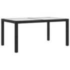 vidaXL Garden Table 150x90x75 cm Tempered Glass and Poly Rattan Black