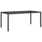 vidaXL Garden Table Brown 190x90x75 cm Tempered Glass and Poly Rattan