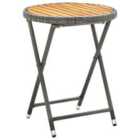 vidaXL Tea Table Grey 60 cm Poly Rattan and Solid Acacia Wood