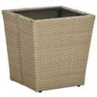 vidaXL Tea Table Beige 41.5x41.5x44 cm Poly Rattan and Tempered Glass