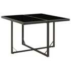 vidaXL Garden Table Black 109x107x74 cm Poly Rattan and Glass