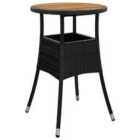 vidaXL Garden Table 60x75 cm Acacia Wood and Poly Rattan Black