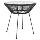 vidaXL Garden Dining Table Black 70x74 cm Rattan and Glass
