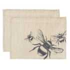 Selbrae House Set Of 2 Cotton Linen Place Mats 40 X 30Cm - Bee
