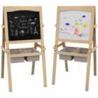 Aiyaplay 3 In 1 Kids Easel With Paper Roll, Storage Baskets - Natural