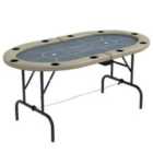 Sportnow 10 Player Folding Poker Table With Cup Holders, Steel Base, Brown