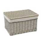 Jvl Arianna Rectangular Willow Hamper Basket, Set Of 3, Grey Wash