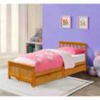Sleep on Banwell 3Ft Caramel Wooden Bedframe With 2 Pull Out Drawers