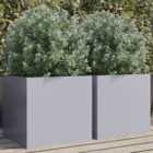 vidaXL Planters 2 Pcs Silver 42X40X39cm Galvanised Steel