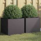 vidaXL Planters 2 Pcs Black 42X40X39cm Cold-rolled Steel