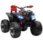 Homcom 12V Quad Bike Atv With LED Lights, Music, For Boys Girls, Red