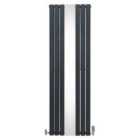 Flat Mirror Radiator & Valve 1800 X 565Mm Anthracite Grey