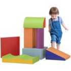Homcom 7 Pcs Kids Soft Foam Puzzle Play Blocks Set Learning Toy Blue