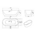 Scudo Onyx White Freestanding Bath 1655 x745mm