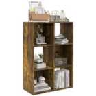 Homcom Storage Cabinet Bookcase 6 Cube For Home Office, Rustic Brown