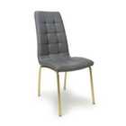 2 X Jenner Leather Effect Grey/Gold Dining Chairs