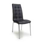 2 X Jenner Leather Effect Black/Silver Dining Chairs