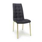 2 X Jenner Leather Effect Black/Gold Dining Chairs