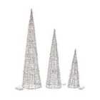 Three Kings Silver Glittertwist Tree - Set Of 3