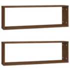 Vidaxl Wall Cube Shelves 2 Pcs Brown Oak 80X15X26.5 Cm Engineered Wood