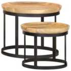 Vidaxl Round Side Tables 2 Pcs Solid Mango Wood And Steel